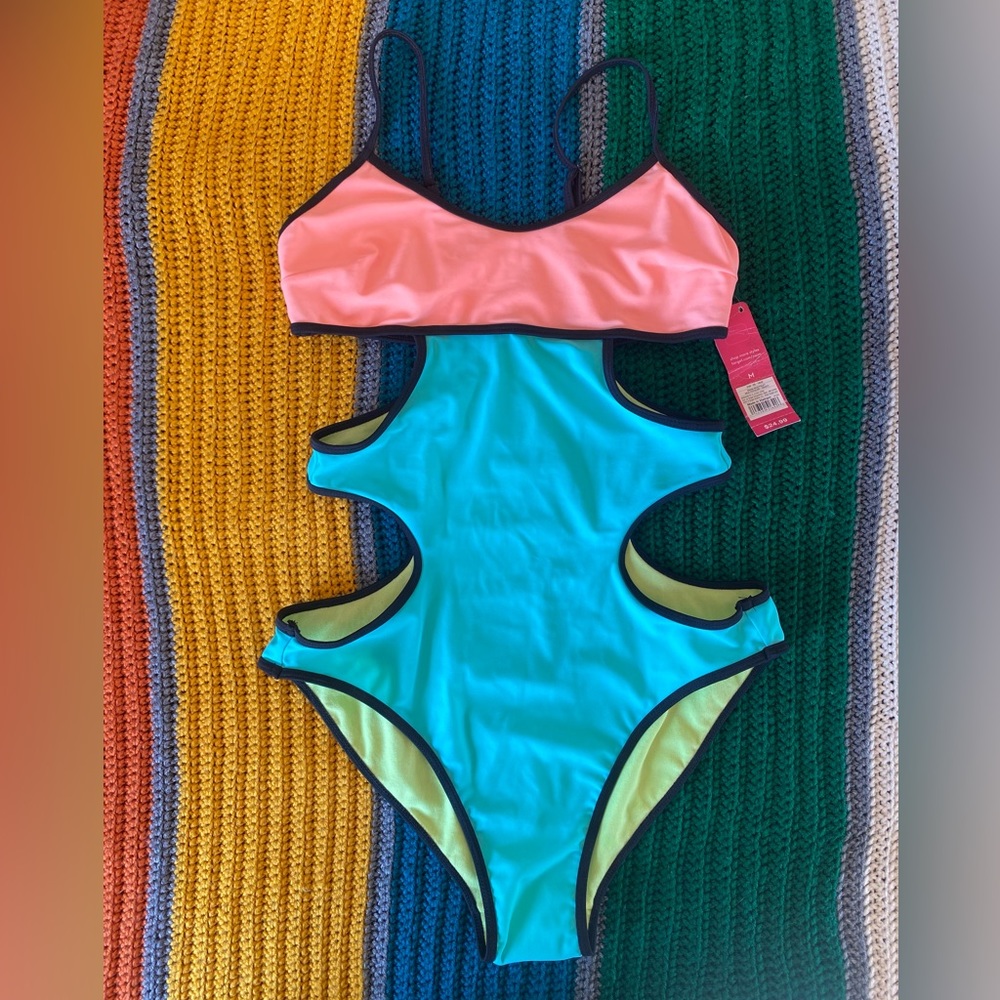 Xhilaration neon cut-out bathing suit